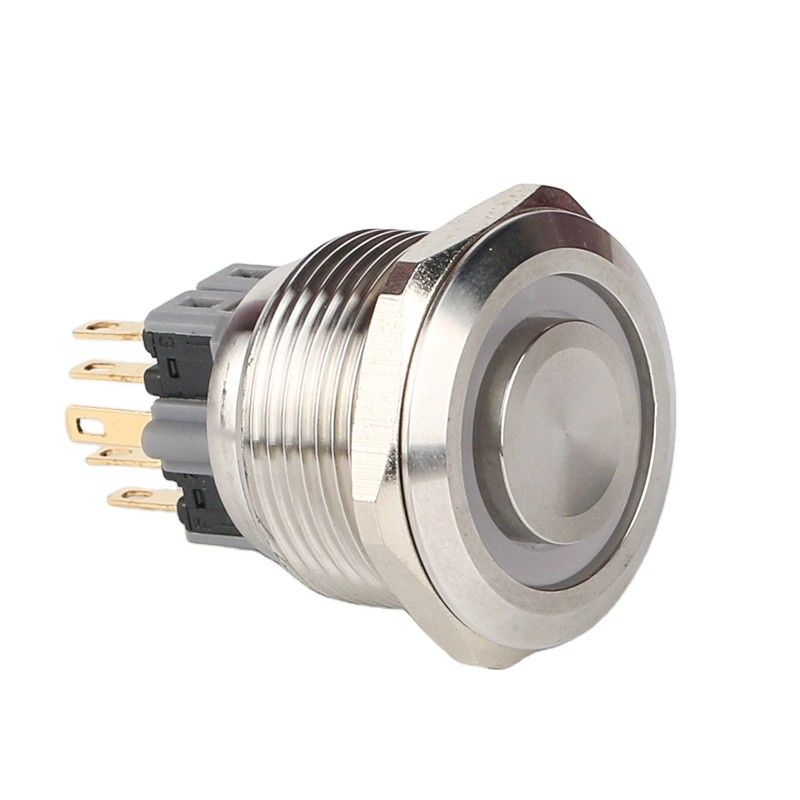 สวิตช์ปุ่มกดโลหะเรืองแสงขนาด 28 มม. ไฟ LED ชนิดวงแหวนกลม 500V