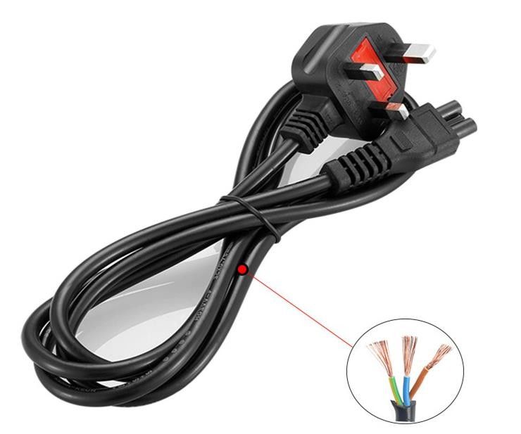 IEC UK สายไฟ AC 1.5M 3 ปลั๊ก Mains Lead Cable 5Ft