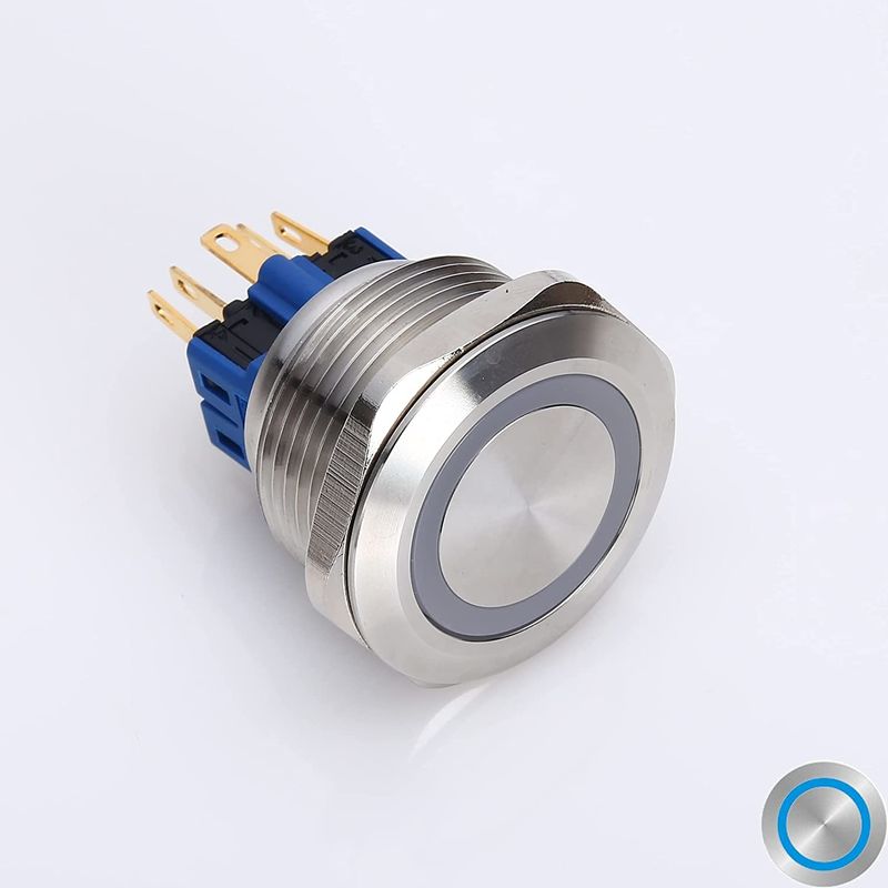 สวิตช์ปุ่มกดโลหะเรืองแสงขนาด 28 มม. ไฟ LED ชนิดวงแหวนกลม 500V