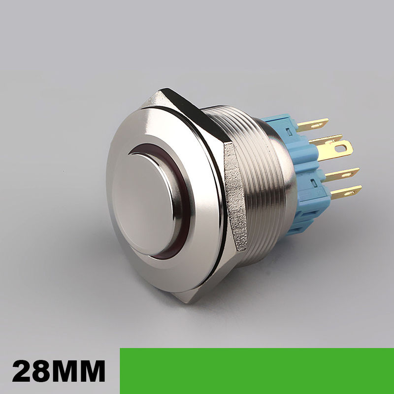สวิตช์ปุ่มกดโลหะเรืองแสงขนาด 28 มม. ไฟ LED ชนิดวงแหวนกลม 500V