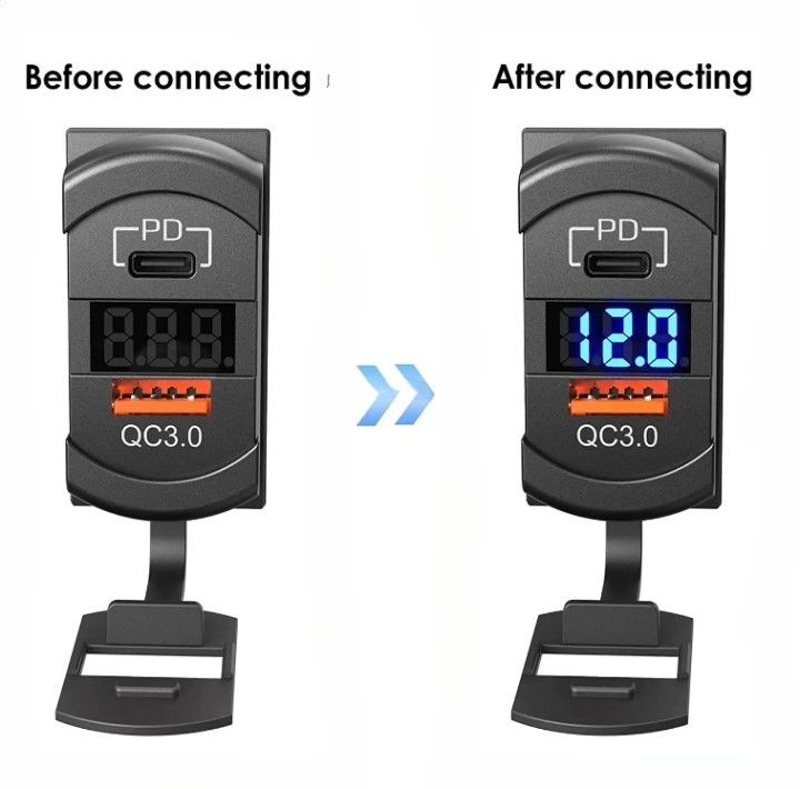 12v 24v Usb Charger Rocker Switch การชาร์จเร็ว ซ็อตตู้กันน้ํารวดเร็ว Dual Pd Qc3.0 สําหรับรถ เรือ