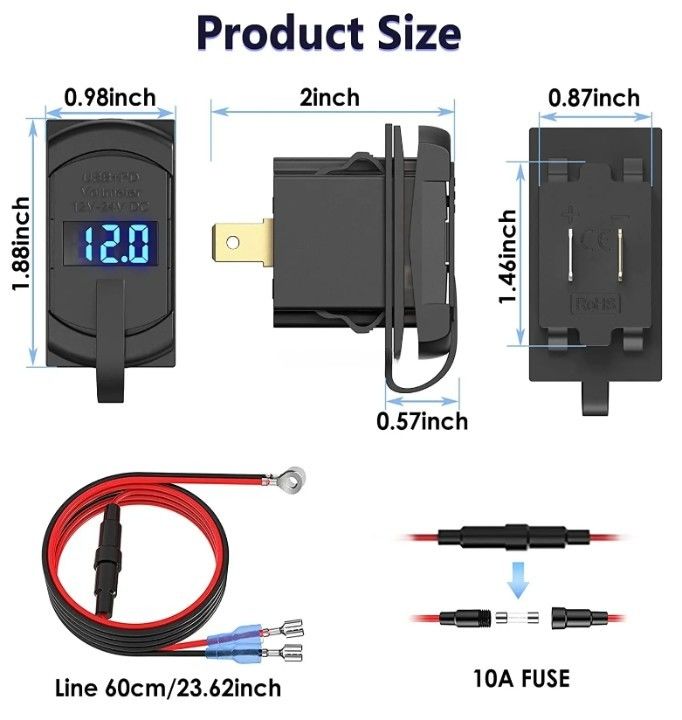 12v 24v Usb Charger Rocker Switch การชาร์จเร็ว ซ็อตตู้กันน้ํารวดเร็ว Dual Pd Qc3.0 สําหรับรถ เรือ