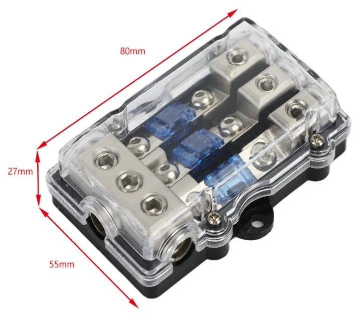3Way Car Mini ANL Blade Fuse Holder สเตียโรออดิโอ การกระจายพลังงาน บล็อก 60 แอมเปอร์