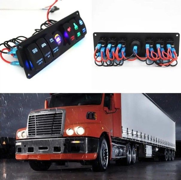วอลท์เมตรสี 6 กอง DC12V 24V LED เปิดปิด 5 PIN Rocker ปานล์สวิทช์สําหรับคาราวาน