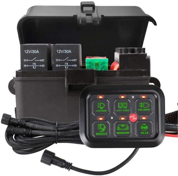 6 กอง 12 วอลต์ LED Switch Panel RGB Kit อัตโนมัติ Dimmable Universal Light Bar Controller ด้วย APP