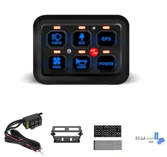 6 กอง 12 วอลต์ LED Switch Panel RGB Kit อัตโนมัติ Dimmable Universal Light Bar Controller ด้วย APP