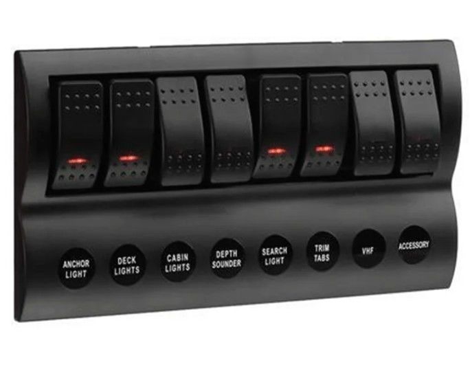 เรือเรือ SPLASHPROOF สวิตช์พานีล 8 กองกับ LED ชี้วัด ROCKER AUTO เฟยส์