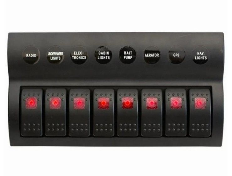 เรือเรือ SPLASHPROOF สวิตช์พานีล 8 กองกับ LED ชี้วัด ROCKER AUTO เฟยส์