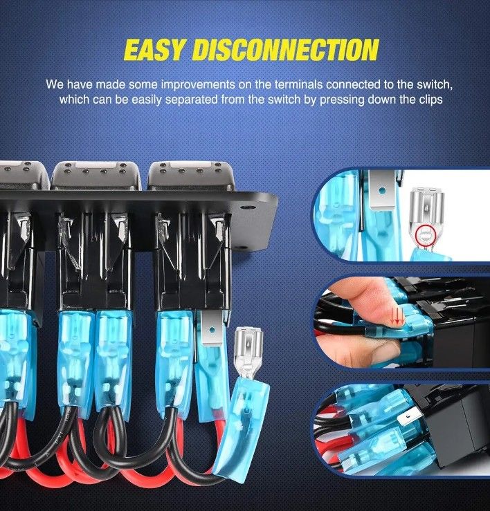 DC12V 24V 3 กองแดง LED Light Rocker ปานล์ปานล์กล่องการปรับเปลี่ยนด้วยเครื่องชาร์จ USB 4.8A สองตัว วอลท์เมตรสําหรับรถยนต์ ทหารเรือ รถบรรทุก เรือ