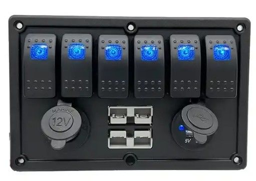 12V 8 Way Gang Rocker Switch Panel พร้อม W / 50A โพล็กแอนเดอร์สันแบบคู่