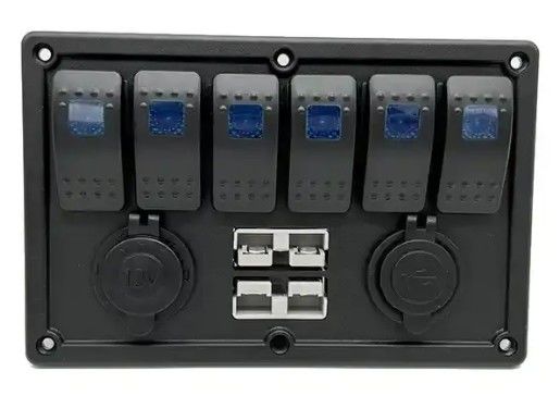 12V 8 Way Gang Rocker Switch Panel พร้อม W / 50A โพล็กแอนเดอร์สันแบบคู่