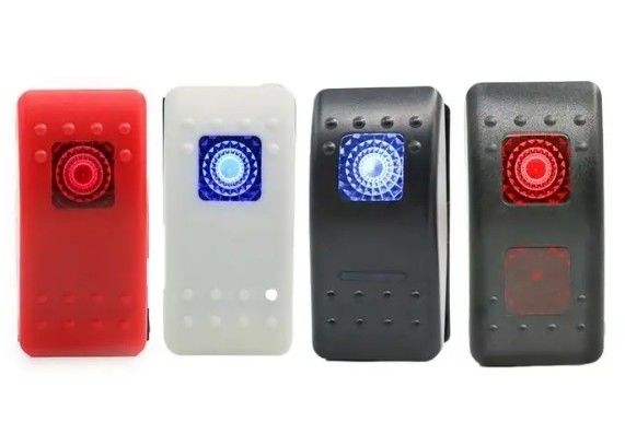 12V 24V ไฟสว่างสีฟ้า LED Light สัญลักษณ์กันน้ําเลเซอร์เปิด / ปิด Rocker Boat Switch สําหรับรถเรือ RV ทะเล