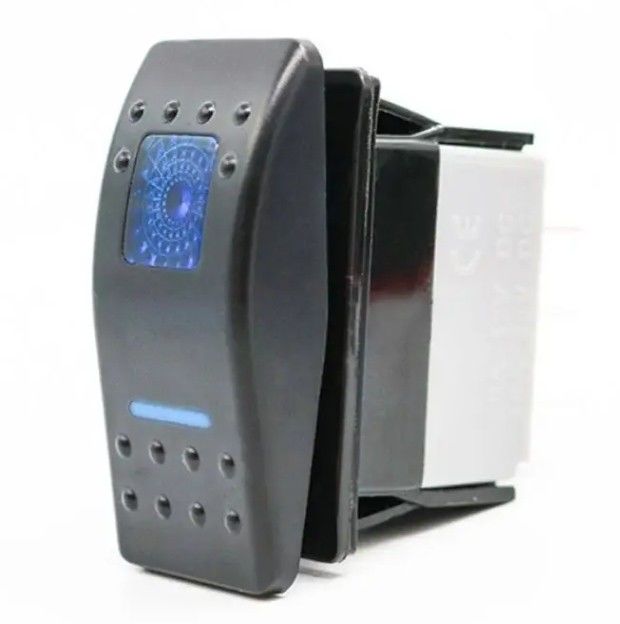 12V 24V ไฟสว่างสีฟ้า LED Light สัญลักษณ์กันน้ําเลเซอร์เปิด / ปิด Rocker Boat Switch สําหรับรถเรือ RV ทะเล