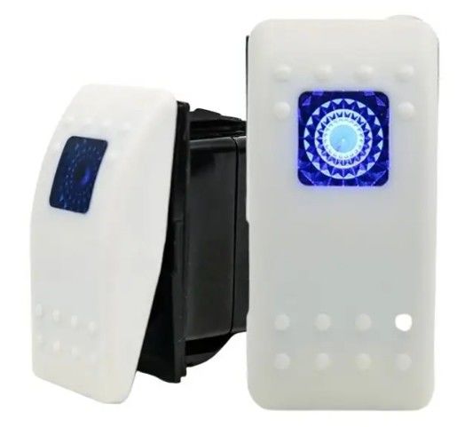 12V 24V ไฟสว่างสีฟ้า LED Light สัญลักษณ์กันน้ําเลเซอร์เปิด / ปิด Rocker Boat Switch สําหรับรถเรือ RV ทะเล