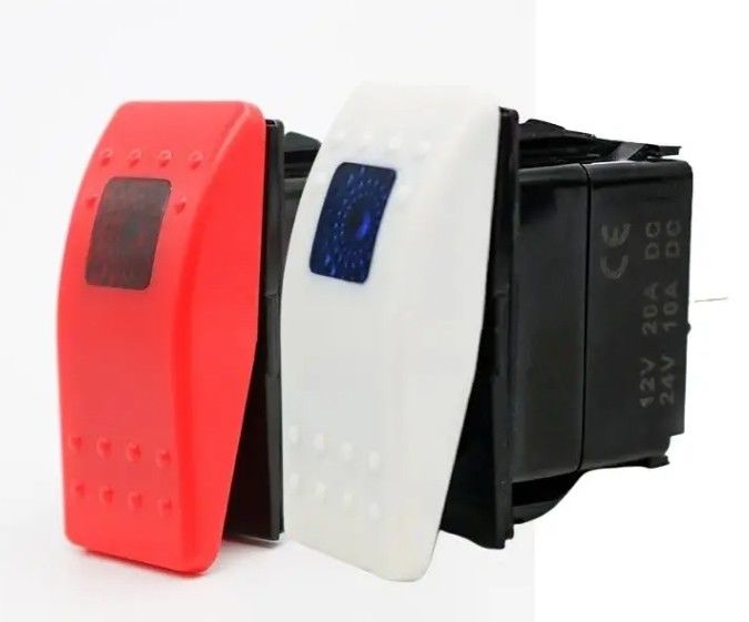 12V 24V ไฟสว่างสีฟ้า LED Light สัญลักษณ์กันน้ําเลเซอร์เปิด / ปิด Rocker Boat Switch สําหรับรถเรือ RV ทะเล