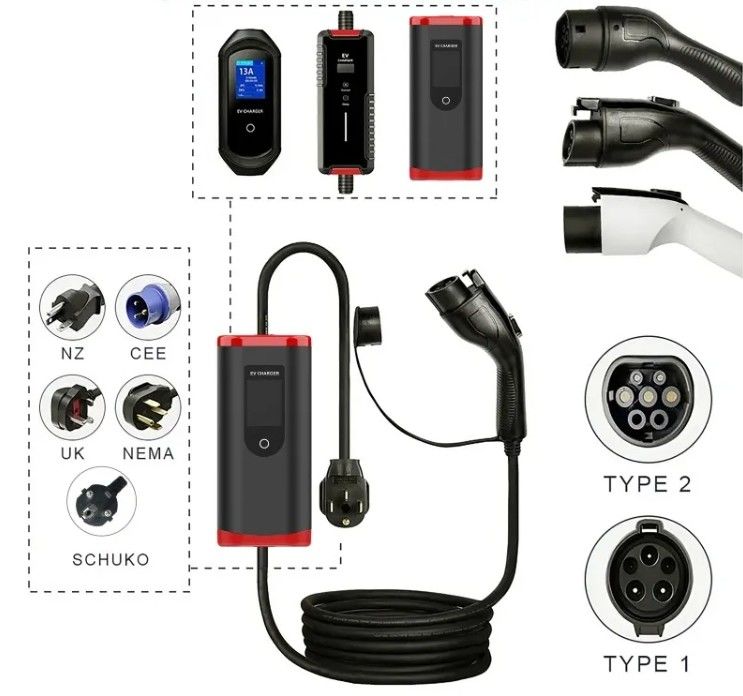 ปรับแต่ง IP65 16A-40A ปรับได้ SAE J1772 ประเภท 1 พกพา EV รถชาร์จ จุดชาร์จพกพา