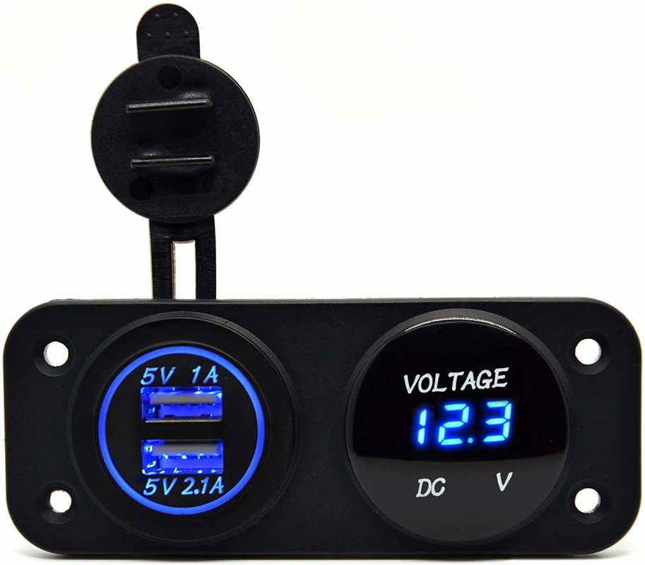 DC 12V 24V LED Digital Voltmeter แผนที่ชาร์จ 3.1A