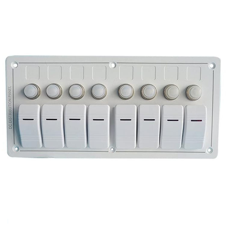 12-24V 6 วงจรสับเปลี่ยนพานีลเรือแก๊ง สีฟ้า LED Rocker ON-OFF