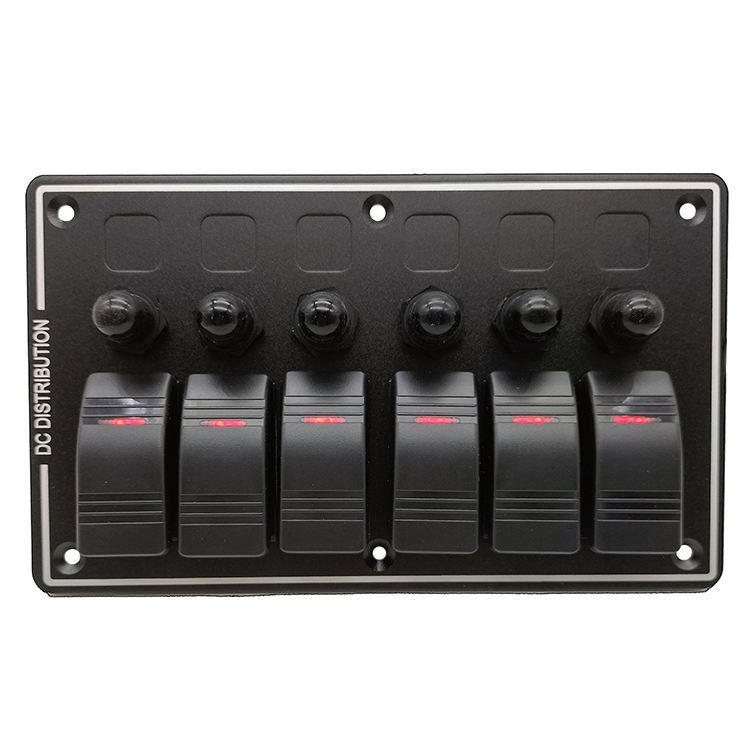 DC 12V 6 แแกง Rocker ปานล์สวิทช์กับไฟแดง LED สําหรับเรือรถ