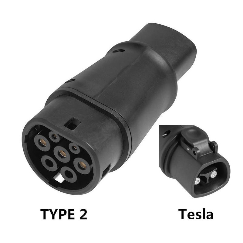 เทสล่า To Type2 แอดป์เตอร์ชาร์จ 60A max เครื่องเชื่อม 14kw Ev Plug ชาร์จเร็ว